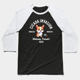 Cicada Invasion 2024 Cute Corgi Baseball T-Shirt